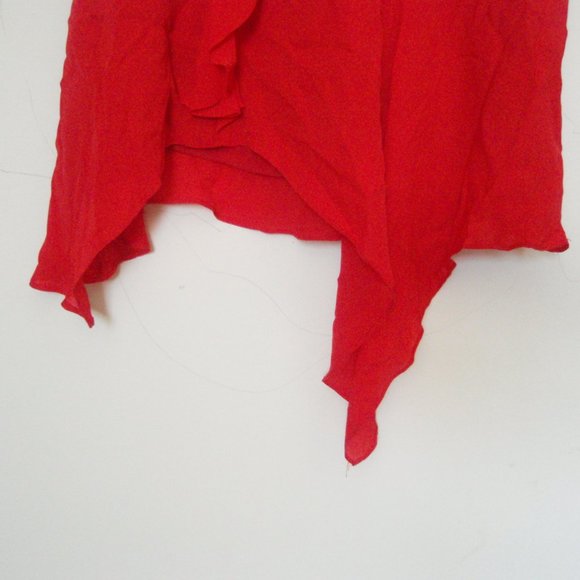 Parker | Red Asymmetrical Hem Flutter Sleeve Dress - Picture 4 of 13